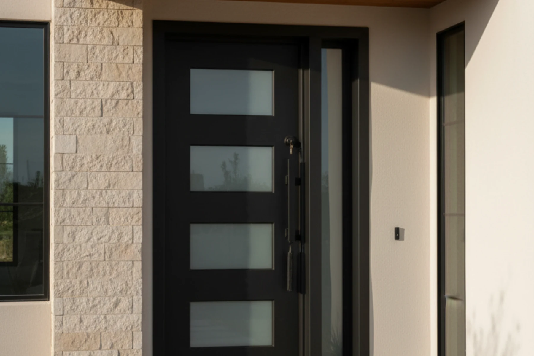 Installed oil bronze iron entry door on a Wasatch Front home