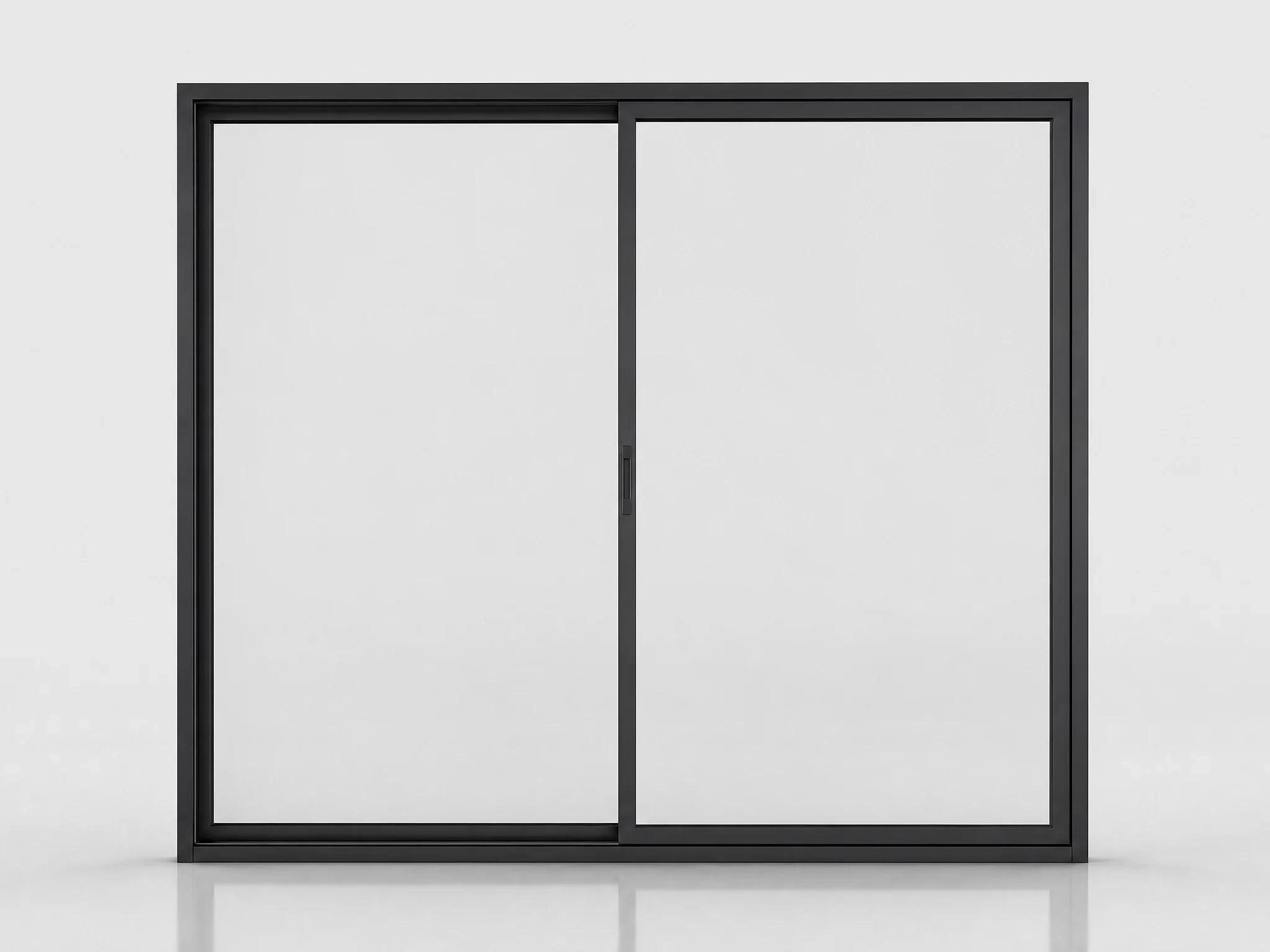 Sliding 2-panel steel patio door, black